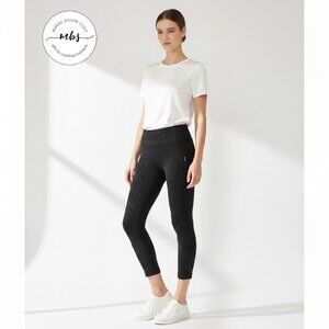 Lululemon Camo Mid Rise Zipper Pockets Cropped Leggings Black Women 6